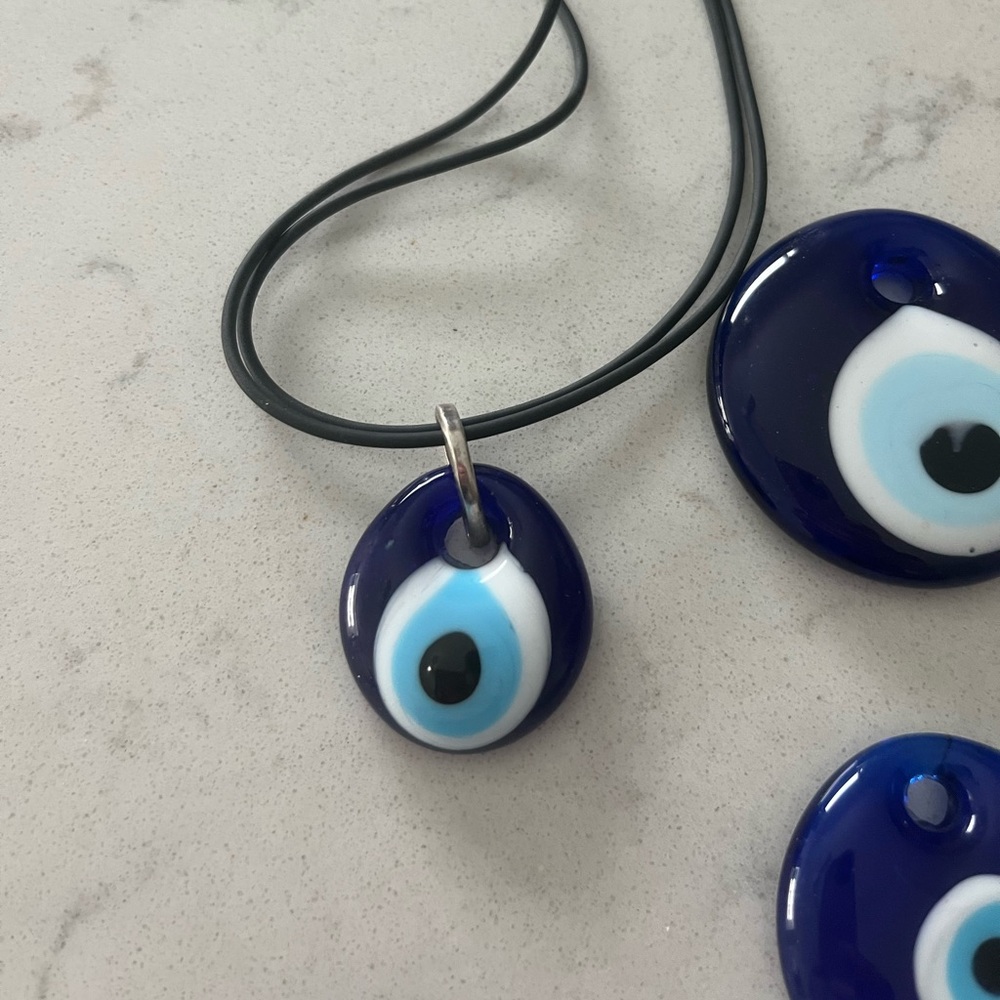 Egyptian Eye Glass Pendant Necklace + 2 additional